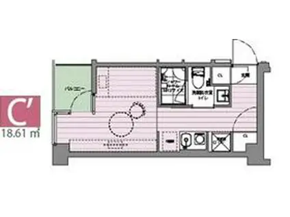 レスピール三鷹(ワンルーム/6階)の間取り写真