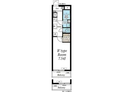 グレイス西所沢2(1K/1階)の間取り写真