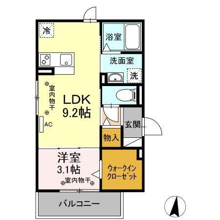 アムール元魚(1LDK/3階)の間取り写真