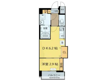 エンジェルハイツ30番館(ワンルーム/2階)の間取り写真
