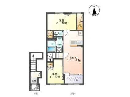 メゾンエトワールⅡ(2LDK/2階)の間取り写真
