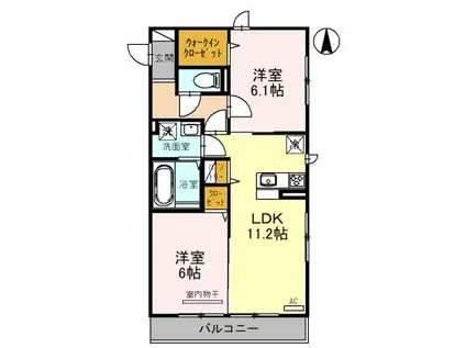 レオパレスフェンテⅡ(1K/2階)の間取り写真