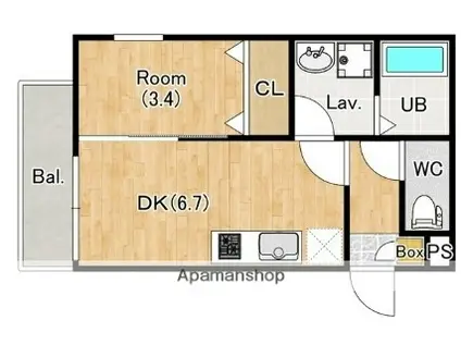 レオパレスエルハーベン(1K/3階)の間取り写真