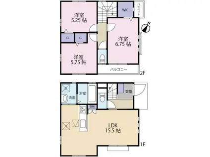 キオラ・カズC(2DK/1階)の間取り写真