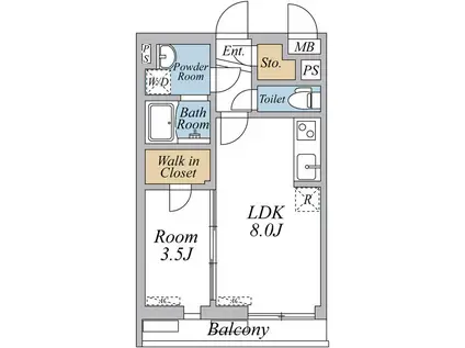 カインドネス武蔵浦和Ⅱ(1K/3階)の間取り写真