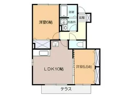 コーポ藤B(2LDK/1階)の間取り写真