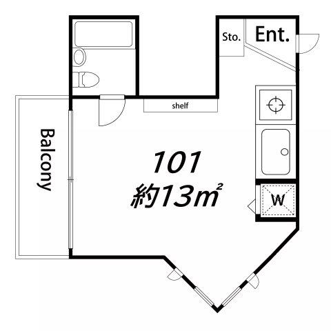 ルーチェ西新宿(ワンルーム/1階)の間取り写真