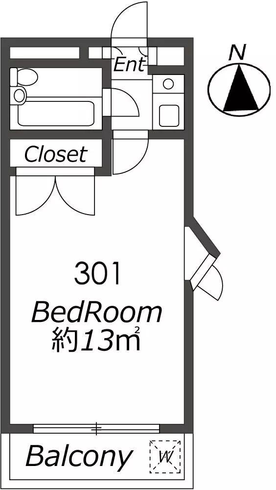 レオパード立川(ワンルーム/3階)の間取り写真