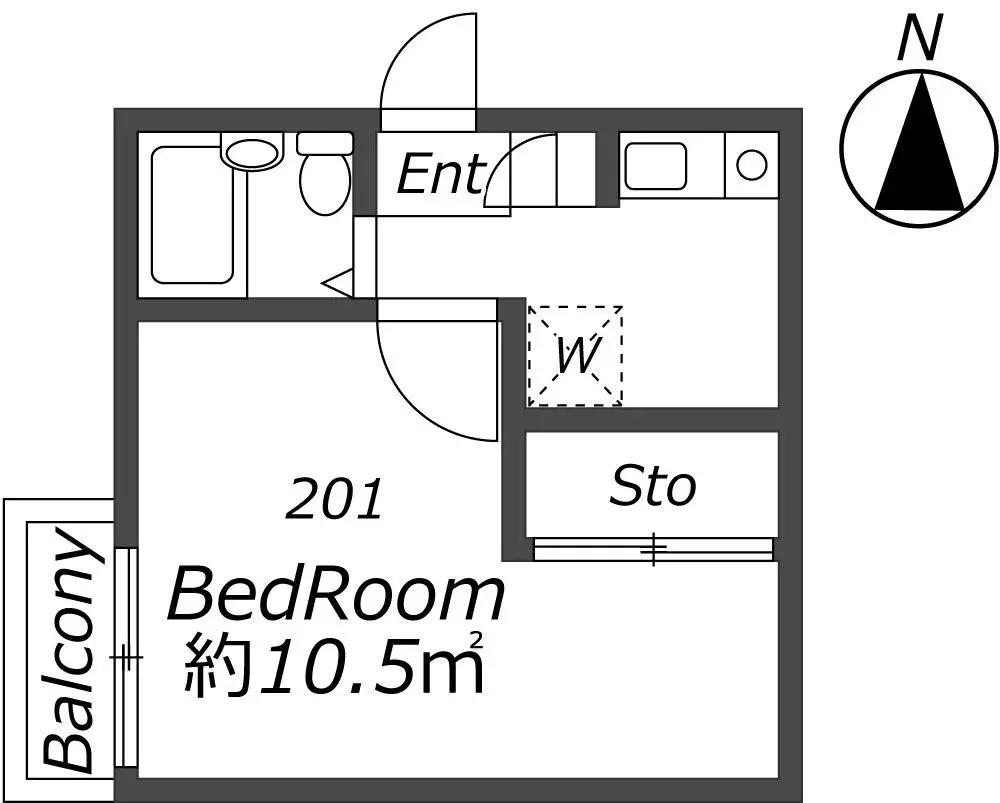 大屋ビル(ワンルーム/2階)の間取り写真