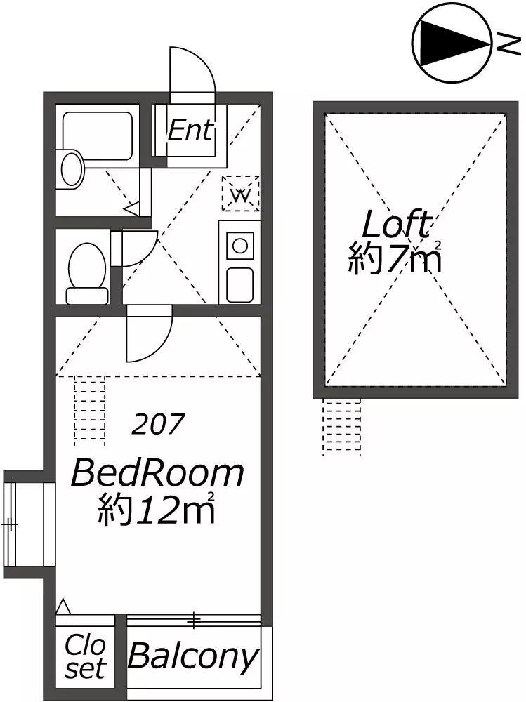 コスモツィンズ(ワンルーム/2階)の間取り写真