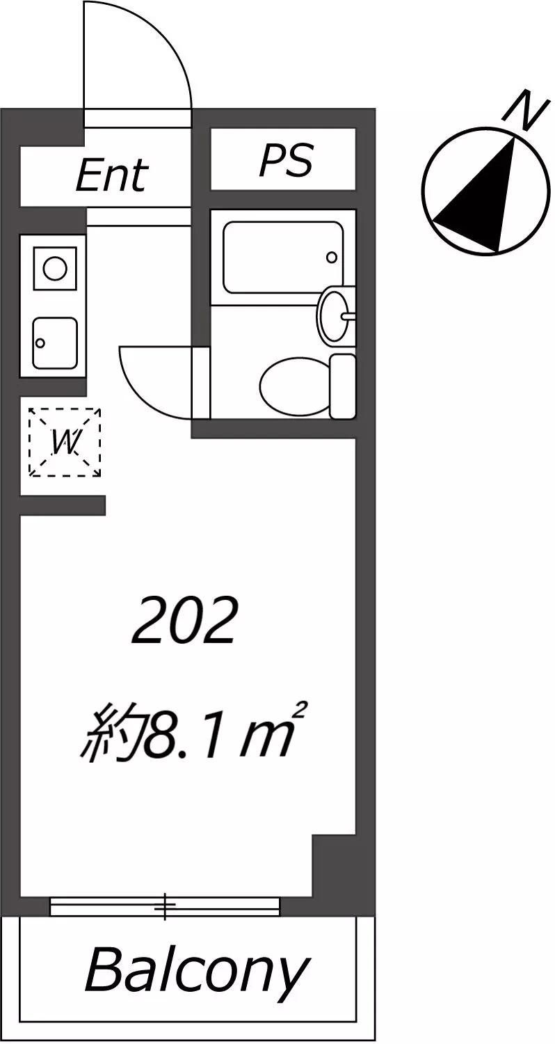 プラーズ花月園(ワンルーム/2階)の間取り写真