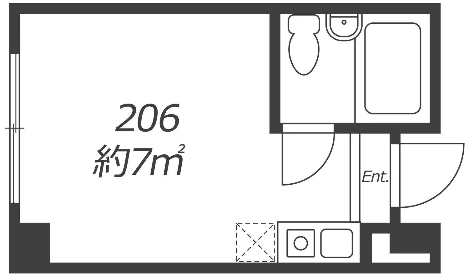 パークサイドパレス(ワンルーム/2階)の間取り写真