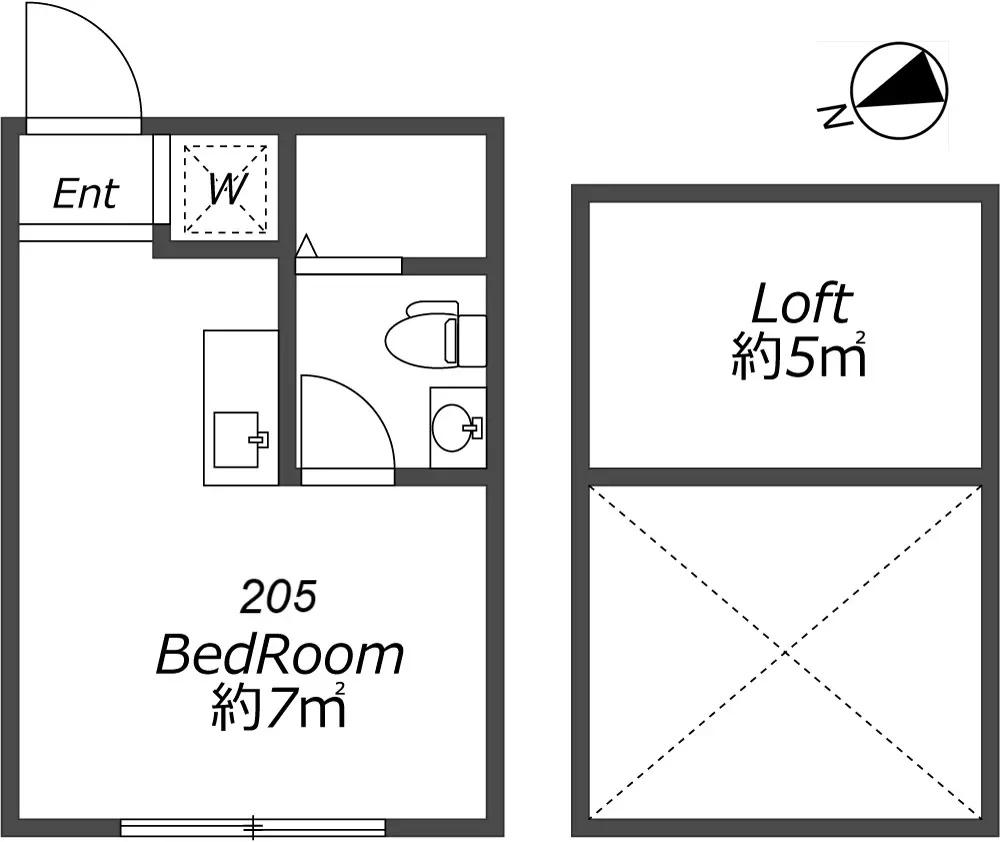 APARTMENT HOUSE足立舎人(ワンルーム/2階)の間取り写真