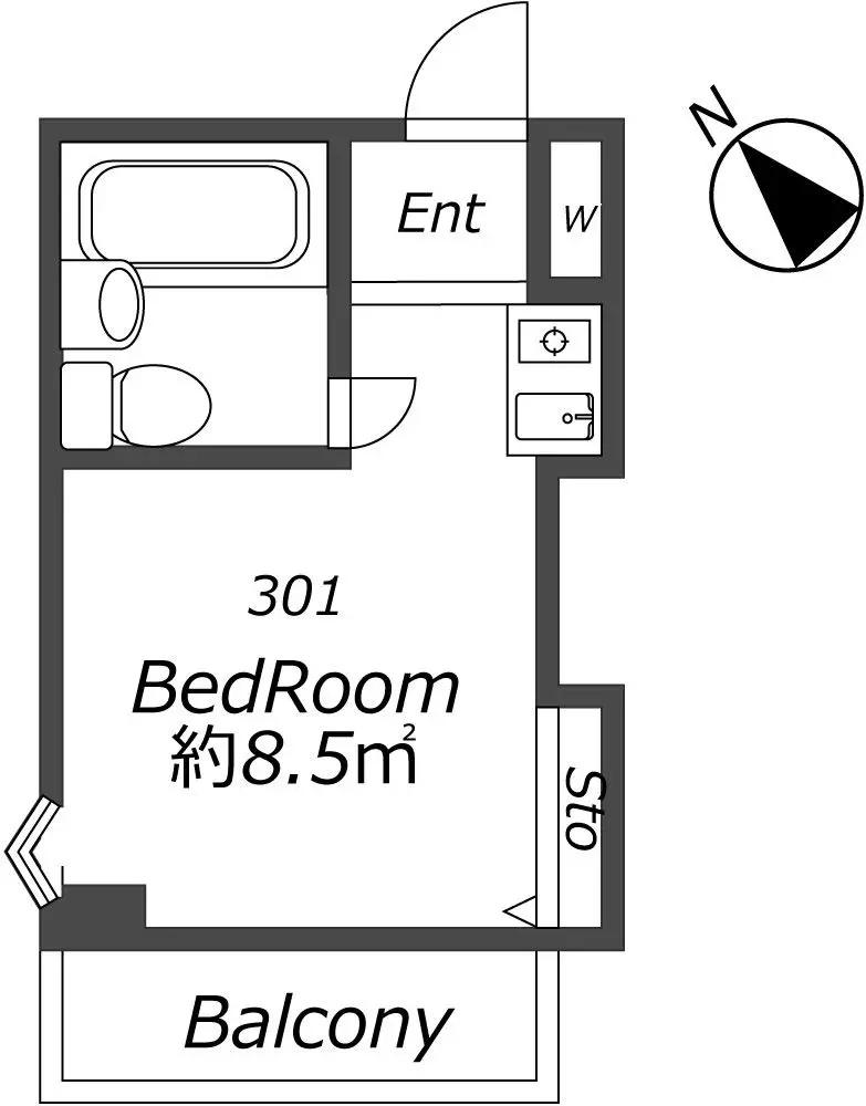 サンアベニューパルマンション(ワンルーム/3階)の間取り写真