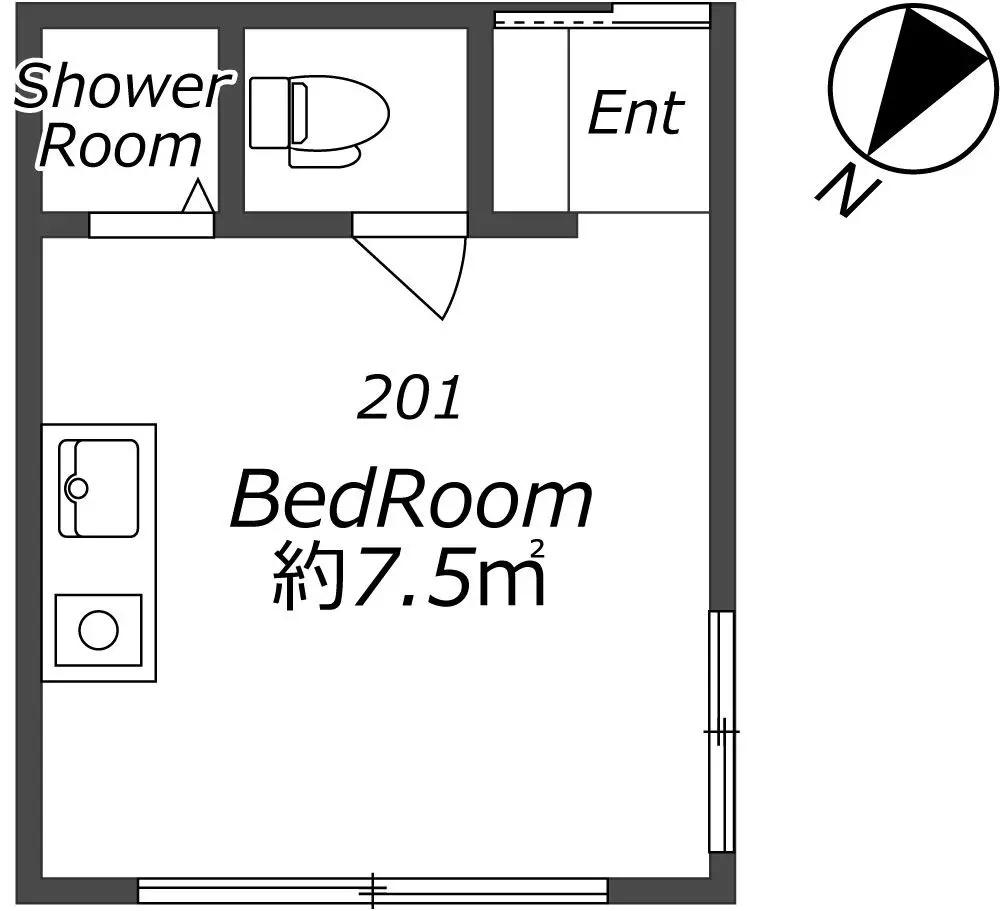 CAMELLIA(ワンルーム/2階)の間取り写真