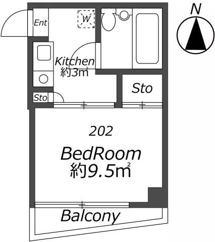 紺屋ビル(ワンルーム/2階)の間取り写真