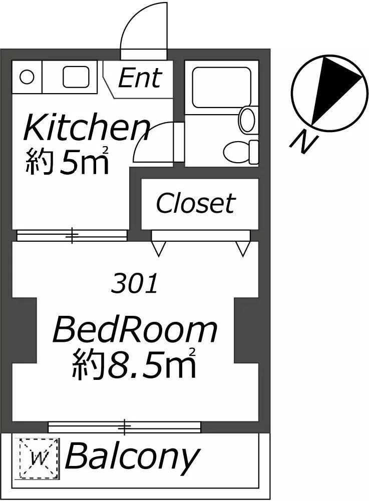野村マンション(ワンルーム/3階)の間取り写真