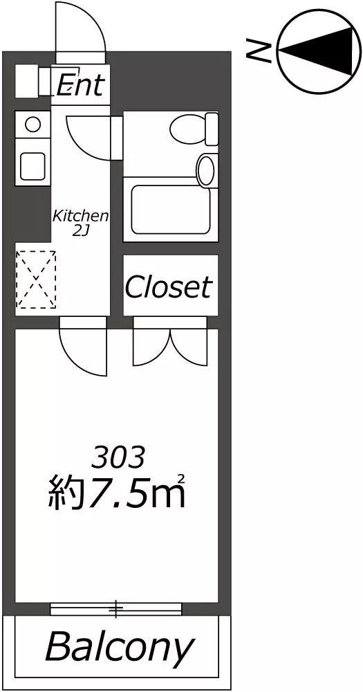 セシーズ生田(ワンルーム/3階)の間取り写真