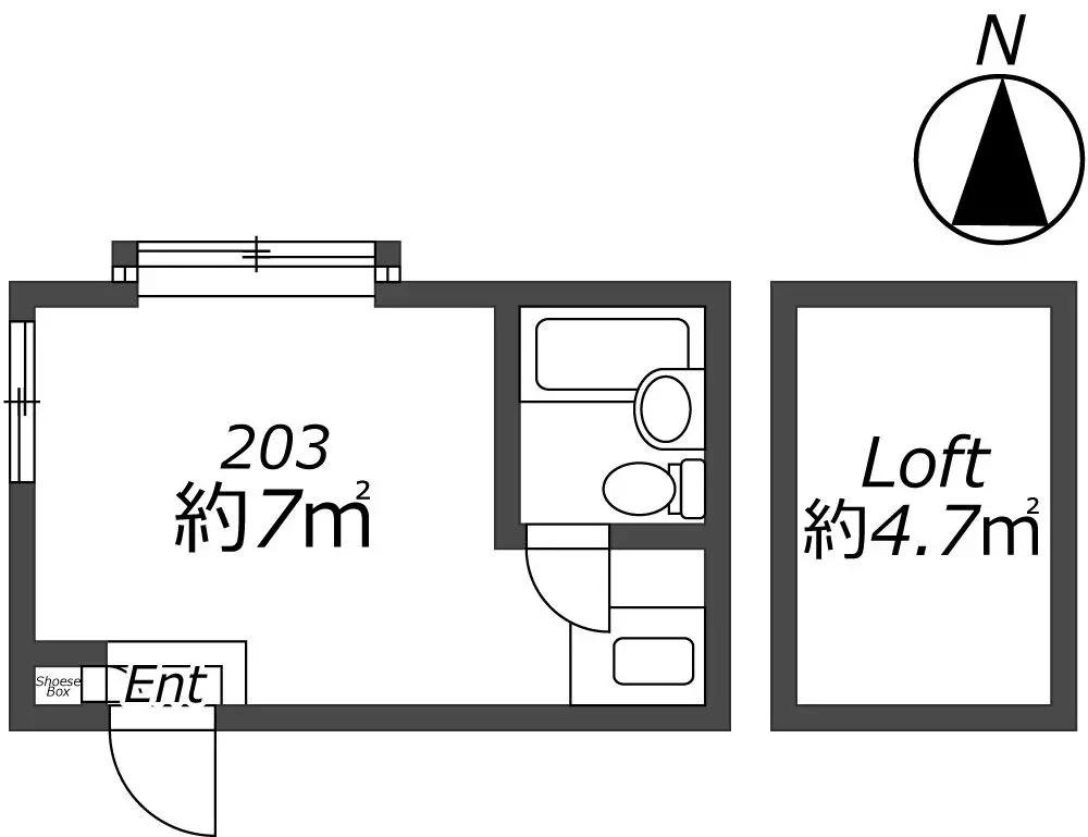 戸倉ハイツ(ワンルーム/2階)の間取り写真