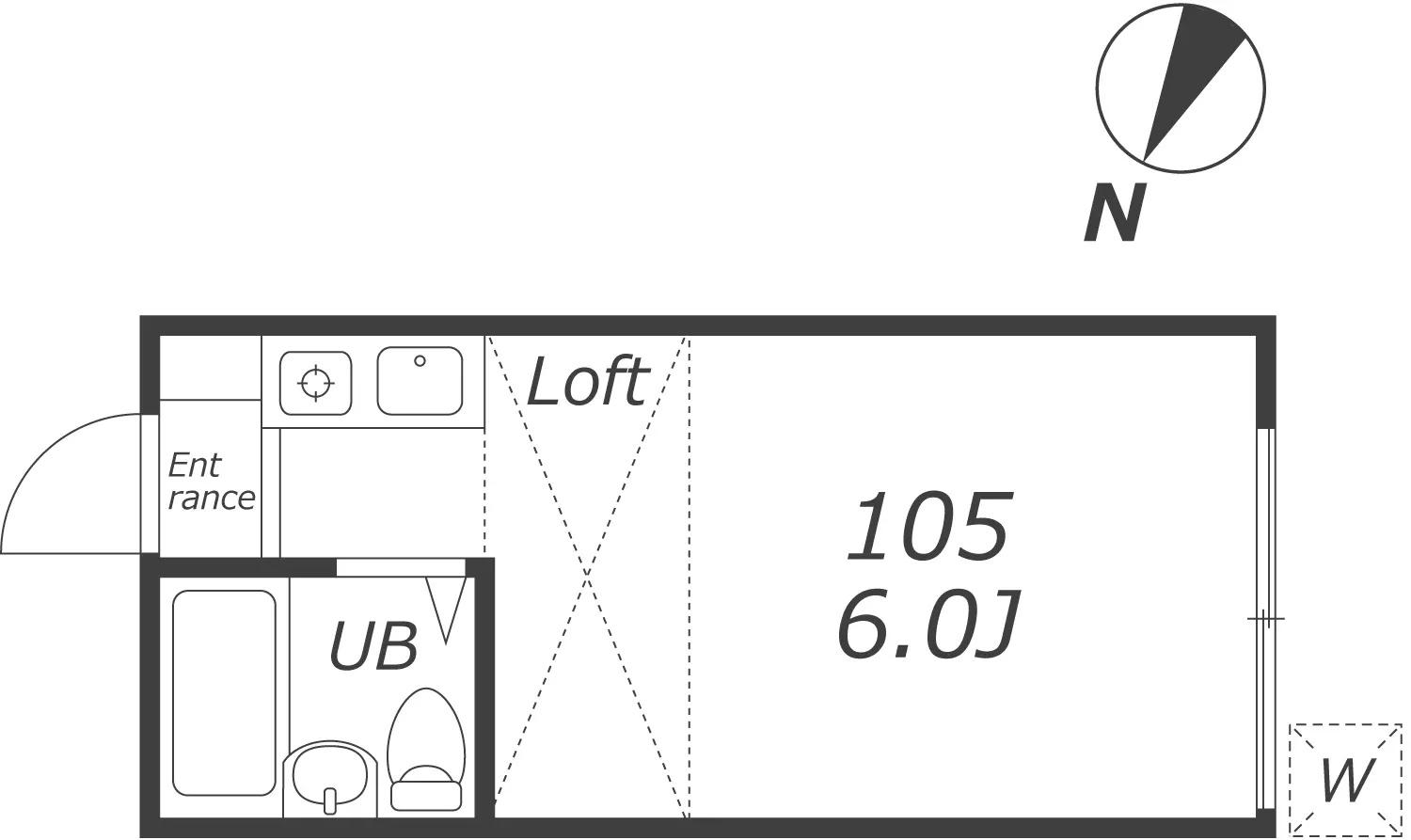 ペアパレス宮の坂105(ワンルーム/1階)の間取り写真