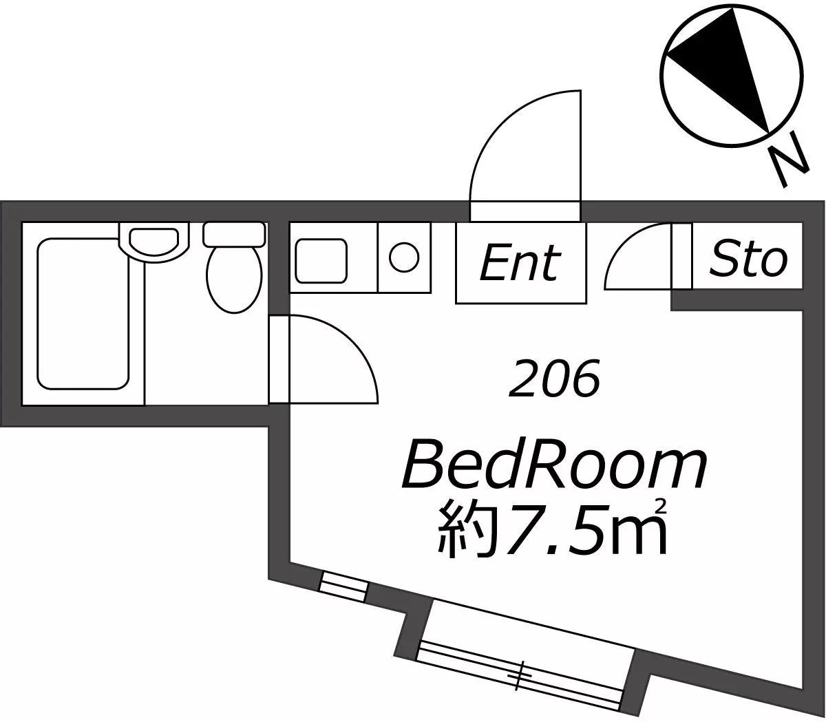 ガーデンハイム2(ワンルーム/2階)の間取り写真