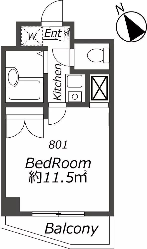 シャトレ21大手門(ワンルーム/8階)の間取り写真