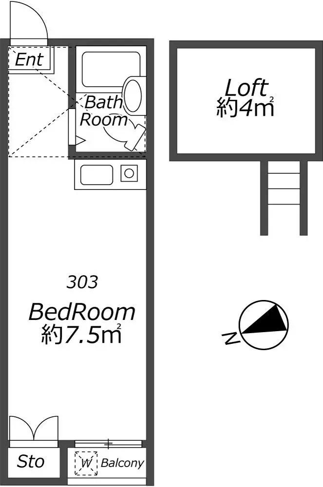 GAP桜丘(ワンルーム/3階)の間取り写真