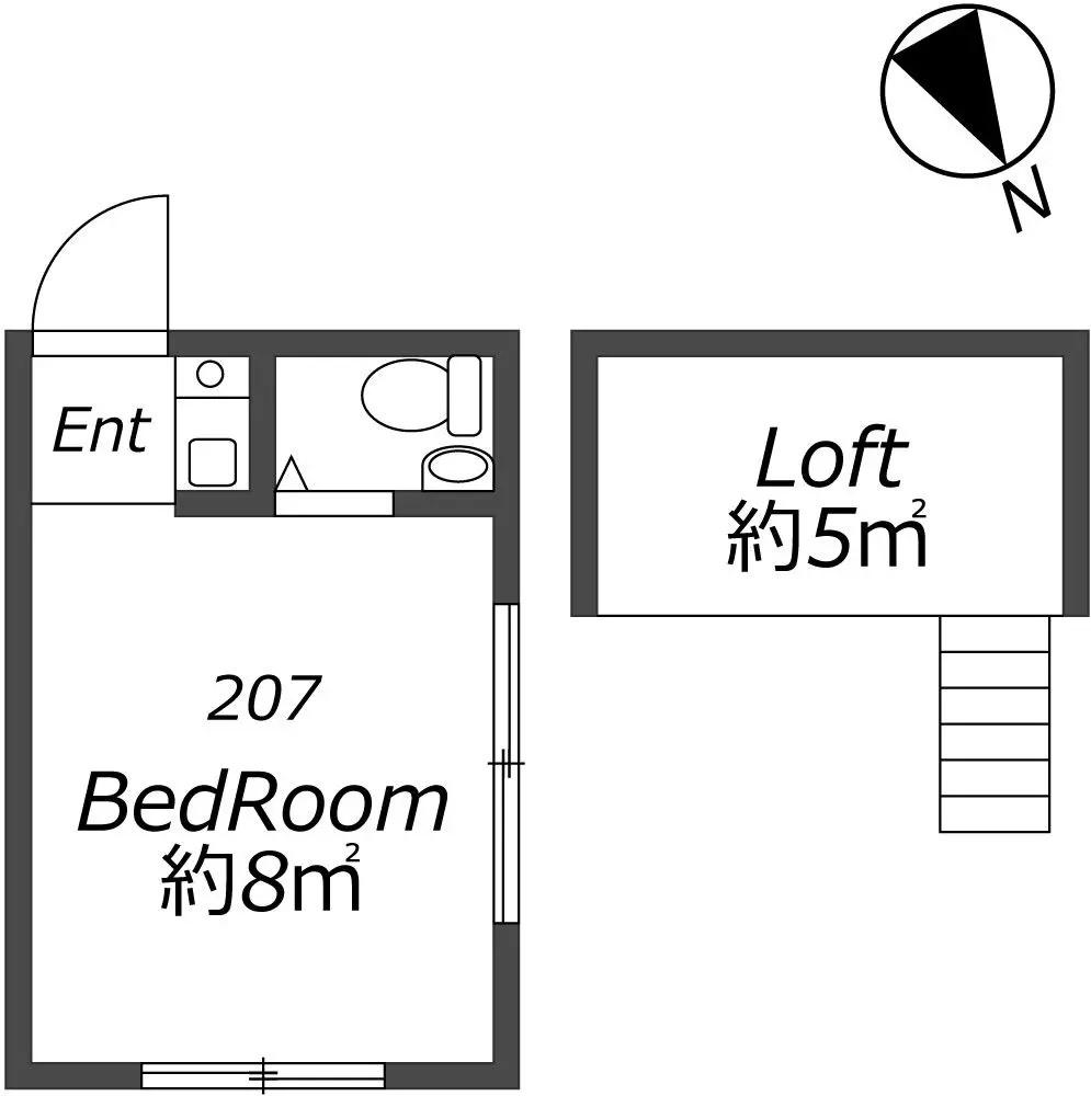 山岸マンションA(ワンルーム/2階)の間取り写真
