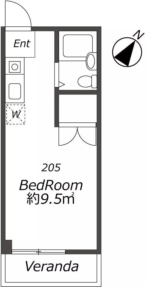 B&039CASA幕張ⅡRE-BORN(ワンルーム/2階)の間取り写真