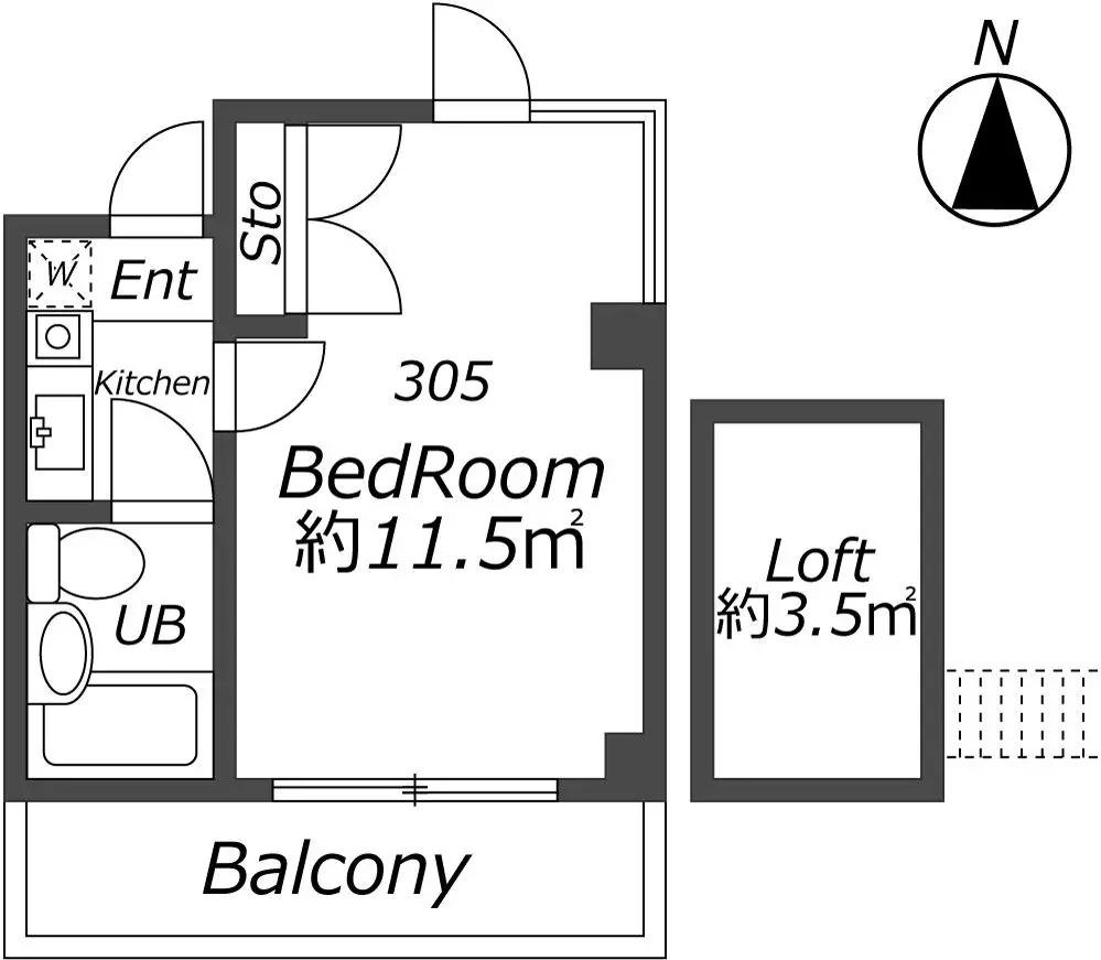 パワーハウス東京Ⅱ(ワンルーム/3階)の間取り写真