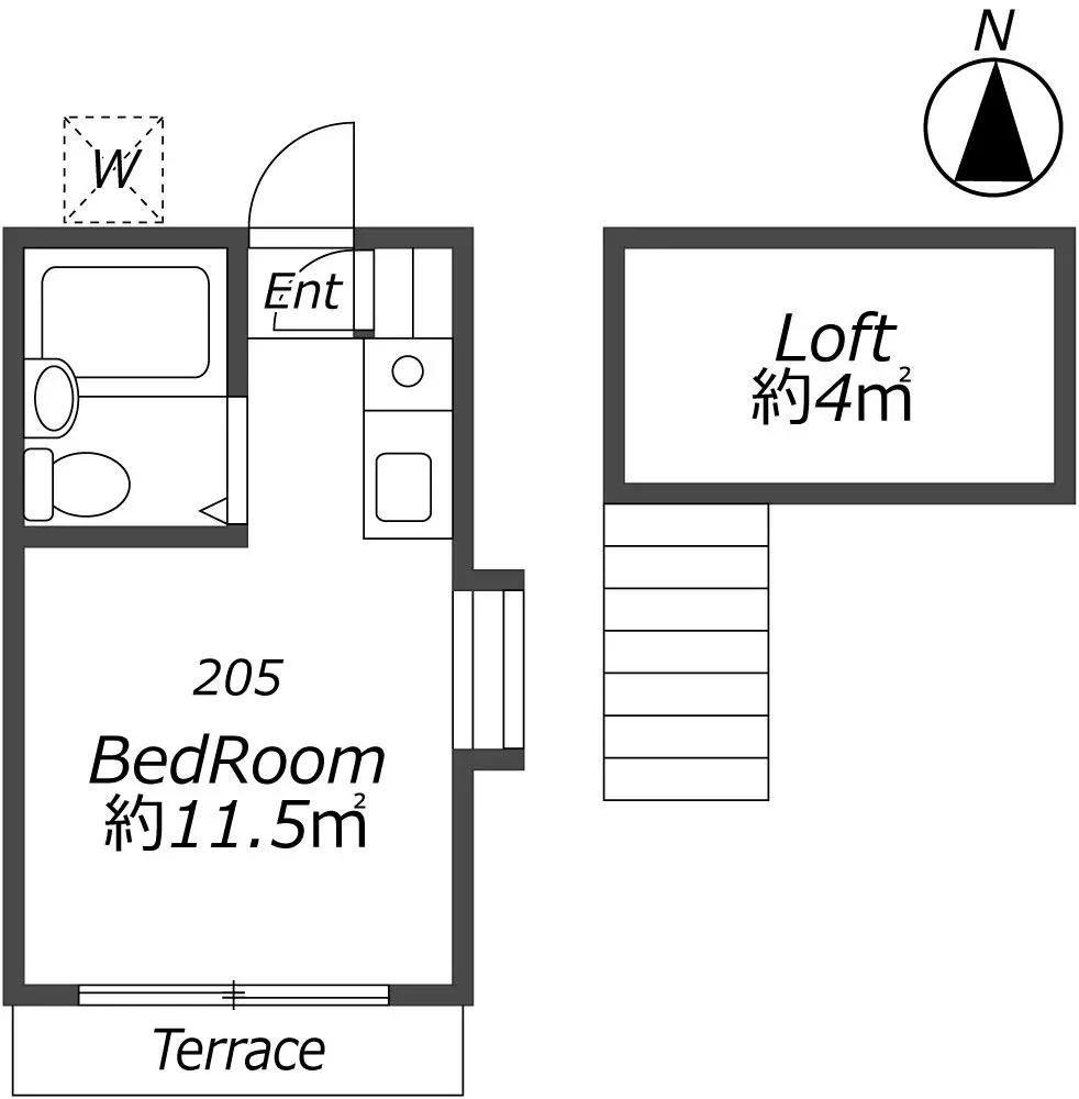 本町セブンハイム(ワンルーム/2階)の間取り写真