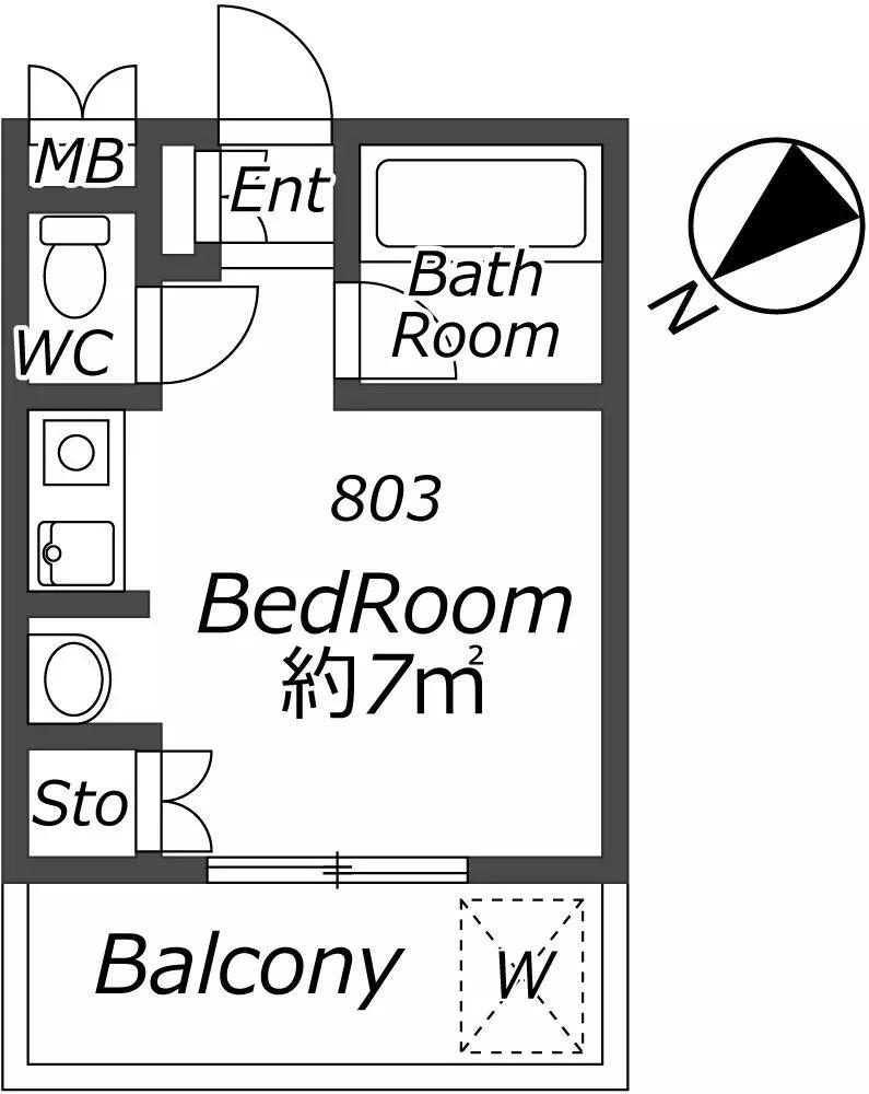 元町MGレヂデンス3(ワンルーム/8階)の間取り写真