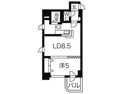 コトン大通中央(1LDK/5階)の間取り写真