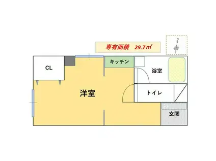 札幌ニュースカイマンション(1DK/4階)の間取り写真