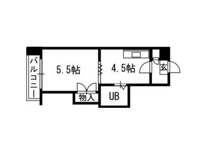 札幌JOW2ビル(1DK/6階)の間取り写真