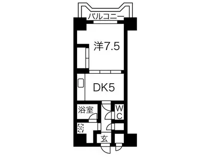 ドミ18ロイヤル(1DK/8階)の間取り写真