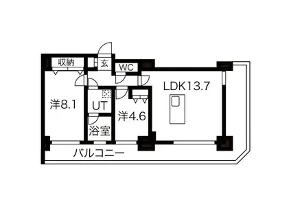 グランドタワー札幌(2LDK/4階)の間取り写真
