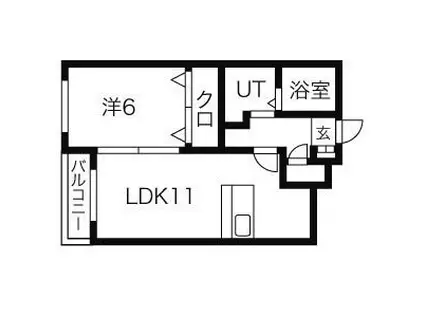 札幌市軌道線 西線６条駅 徒歩4分 5階建 築18年(1LDK/3階)の間取り写真