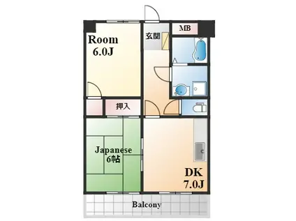 本山レジデンス(2DK/2階)の間取り写真