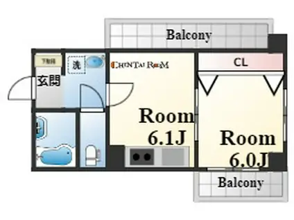エールハイツ本山(1DK/5階)の間取り写真