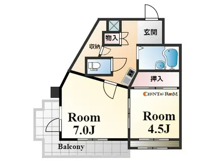 サンハイツ新田(2K/3階)の間取り写真