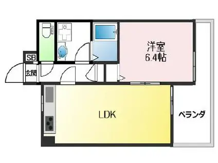 ラムール住吉(1LDK/6階)の間取り写真