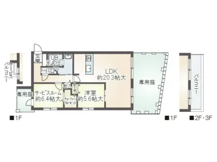 リブレ御影(2LDK/1階)の間取り写真