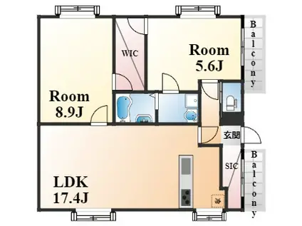 メゾン灘(2LDK/2階)の間取り写真