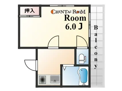 KYマンション(1K/3階)の間取り写真