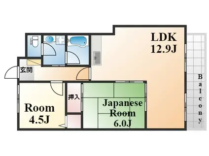エレガンテ本山(2LDK/3階)の間取り写真