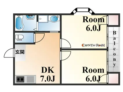 ファイブエステート新在家(2LDK/1階)の間取り写真
