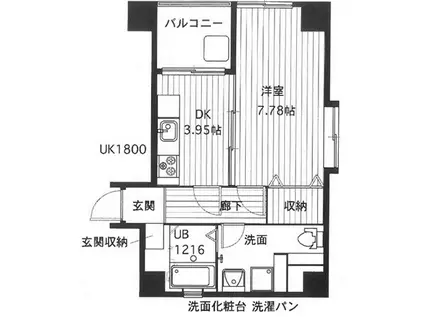 OPEN SESAME元町通(1DK/4階)の間取り写真