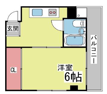 フレンドマンション(1K/5階)の間取り写真