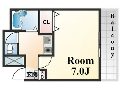 白蘭マンション(1K/6階)の間取り写真